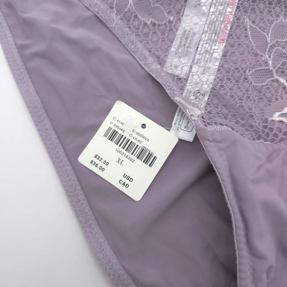 ANTHROPOLOGIE‎ New Lace Bralette And Bikini Set Lilac Floral XL
